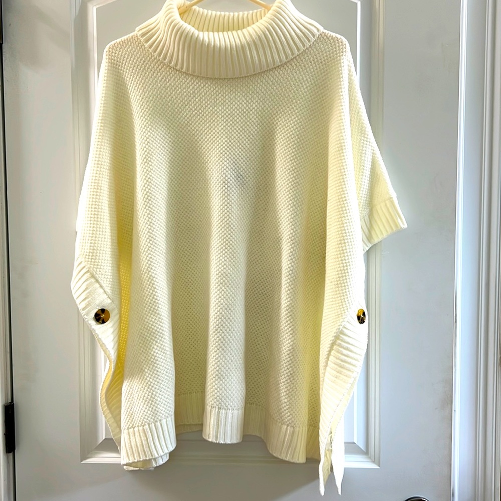 Loft women’s poncho sweater cream color